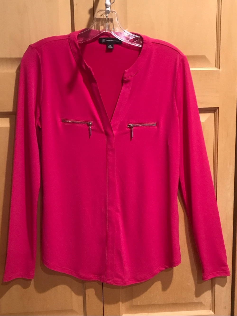 New INC International Concepts Hot Pink Long-Sleeve Blouse